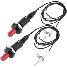 Keyoung - 2 Stück Set Piezozünder Piezo Zündung Hitzebeständig Gasgrill Zünder Push Button Piezo Igniter Electrode Ignition Spark mit Druckknopf