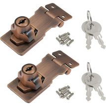 Petites Ecrevisses - 2 Stück Sicherheitsüberfalle Abschließbar mit Schlüssel Hasp für Garagentor Fenster Schränke Rotbronze - 2,5 Zoll