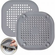 2 Stück Silikon-Abflussschutz, Waschbeckenfilter mit Saugnapf, Badewannen-Abflussabdeckungsfilter, Graufilter, Küchen- und Badezimmerwaschbecken,