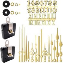 2 Stück stilles Quarz-Uhrwerk, 6 Paar Kurze Achse und Lange Achse Uhrwerk mit manueller Batterieversorgung, Wanduhr-Mechanismus Teile Motor Ersatz