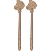 2 Stück Türriegel-Sicherungsstift, 11 cm, Blattform, Retro-Stil, Messing, Schrankschlüssel, Riegel, Bolzen, Sicherungsstift
