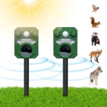 Gotrays - 2 Stück Ultraschall-Katzenabwehr, Katzen- und Hundeabwehr für den Außenbereich, wasserdichtes Solar-Auflade-Abwehrmittel für Wildtiere,