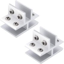 Aougo - 2 Stück Verstellbare T-förmige Glasklemme, 3 Seiten, Aluminiumlegierung, Glasregal-klemmhalter Für 10–12 Mm Dicke, 180 Grad