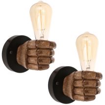 2 Stücke Wandleuchte Metall Faust Wandlampe Retro Industrielle Lampe für Restaurant Café Bar Treppe - Rechte Hand