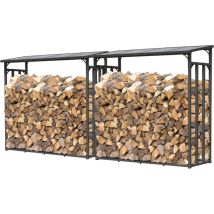 Quick-star - 2 Stück Metall Kaminholzregal Anthrazit 143 X 70 X 145 Cm Garten Kaminholzunterstand 2,8 M³ / 4 Srm Stapelhilfe Aussen