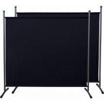 Quick-star - 2 Stück Paravent 180 x 178 cm Schwarz und Weiss Stoff Raumteiler Groß Garten Stellwand Trennwand Balkon Sichtschutz