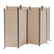 Quick-star - 2 Stück Paravent 4 Teilig 165 x 220 cm Stoff Raumteiler Trennwand Balkon Sichtschutz Stellwand Faltbar Sand