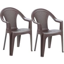 2 Stück Stapelstuhl Ischia Rattan-optik Mokka-disc128ma-2