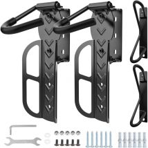 2 supports muraux pivotants pour vélo - Support mural vertical - Avec crochets pour VTT, vélo de route et vélo électrique