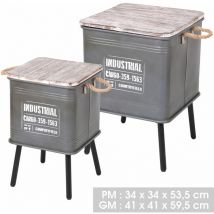 Urban Living - 2 Tables d'appoint design industriel Loft