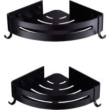 Aafgvc - Tablette de douche,2 tablette de douche, tablette d'angle, sans perçage (noir)