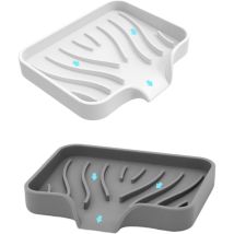 Tigrezy - 2-teilige Seifenschale, Reise-Seifenbox, Seifenhalter, Duschseifenhalter, Badezimmer, Silikon-Seifenschale mit Abfluss, rutschfestes Design