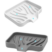 Tigrezy - 2-teilige Seifenschale, Reise-seifenbox, Seifenhalter, Duschseifenhalter, Badezimmer, Silikon-seifenschale Mit Abfluss, Rutschfestes Design 