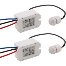 Jalleria - 2-teiliger Infrarot-Sensorschalter, Mini-Infrarot-Bewegungsmelder für die Inneninstallation, eingebauter Bewegungssensor 220 v, 8 m