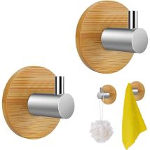2-teiliges Set Selbstklebender Bambus-wandhaken, Bambus-türhaken, Selbstklebende Edelstahlhaken Und Kleiderhaken Zum Aufhängen Von Gegenständen Im 