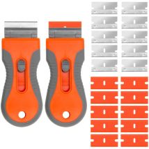 2-teiliges Teleskopschaber-set – 10 Kunststoffklingen Und 10 Metallklingen – Reinigung Von Herdplatten, Glas, Aufklebern, Dichtmasse Und Farbe