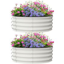 2-teiliges verzinktes Hochbeet-Set, 30 cm hoch, Aluzink Metall, 90cm, runde Pflanzkästen für Gemüse, Blumen und Kräuter, für den Außenbereich,