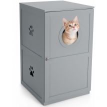 2-Tier Cat House Indoor Pet Crate Litter Box Enclosure Side Storage Cabinet