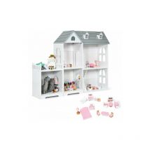 2-Tier Dollhouse Bookcase with Sufficient Storage Space