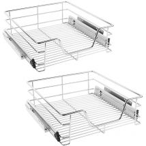 2 tiroirs de rangement téléscopiques - lot de 2, tiroirs coulissants cuisine, paniers coulissants cuisine - pour placard de 46cm