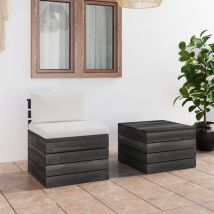 Torana - 2-tlg. Garten-Sofagarnitur aus Paletten mit Kissen Kiefernholz