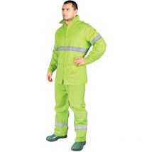 2 tlg. Regenanzug gelb XXXL – Wasserdicht – Atmungsaktiv – Verstellbare Kapuze – Elastische Bündchen – Reflektierende Elemente