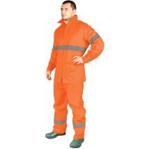 2 tlg. Regenanzug orange XXL – wasserdicht, atmungsaktiv, verstellbare Kapuze, elastische Bündchen, reflektierende Elemente