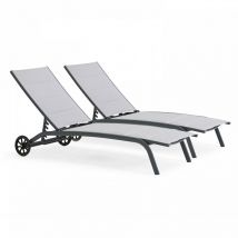 Solys - Juego de 2 tumbonas de aluminio y textileno Santa Monica