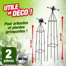 LGVSHOPPING – Tuteurs décoratifs en métal – L-12cm x L-12cm x H-75cm, L-14cm x L-14cm x H-92cm – Jardin, Arche de jardin