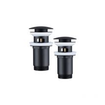 Homelody - 2 Uds Válvula de Desagüe Pop-up Negra con Rebosadero Automático – Tapón Universal para Lavabo o Bañera con Cestillo Filtro