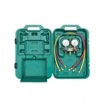 Refco - 2-Wege Monteurhilfe Klimaanlage R32, R410a Set 2 Füllschläuche Manometer