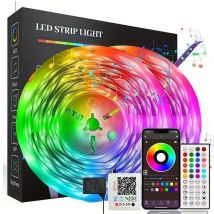 Ulisem - 2 x 10 m mehrfarbige LED-Ultradünne Bluetooth-Controller-Lichtleisten, 44 Tasten + 16 Lichter, geeignet für Dekoration, Hochzeiten und Partys