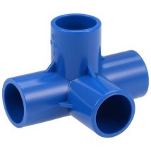 2 x 4-Wege-Winkelverschraubungen aus pvc in Möbelqualität, 20 mm, blau