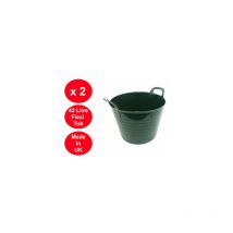 Viss - 2 x 42 litre flexi tub large garden container flexible storage bucket dark green