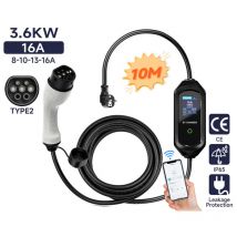 Erhope - lifcausal Chargeur de voiture portable ve 3.6kW norme européenne Intensité réglable 8A-16A domestique avec câble renforcé 3.5m pour
