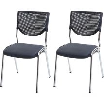 2x chaise visiteur T401, chaise de conférence empilable, tissu/textile, siège gris foncé, pieds chromés