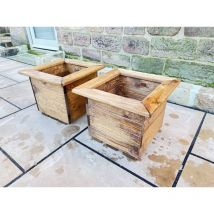 Charles Taylor Trading - 2 x Charles Taylor Wooden Regular Square Trough Planter Flower Shrub Tree Pot