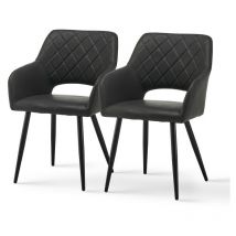 Clipop - 2 x Dining Chairs, Faux Leather Upholstered Kitchen Counter Chair, Lounge Reception Chairs for Dining Room,Grey
