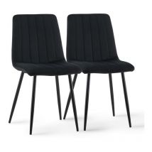 Clipop - Dining Chairs,2x Velvet Upholstered Kitchen Leisure Chairs Lounge Reception Chairs for Home Office Bedroom Hotel, Black