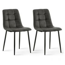 Clipop - Dining Chair,2x Faux Leather with Metal legs Upholstered Seat Kitchen Corner Chair for Living Room Restaurant, Grey