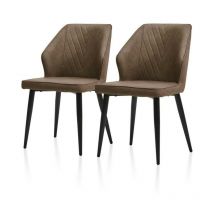 Clipop - Faux Leather Dining Chairs 2X with Backrests and Metal Legs Brown