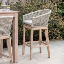 Garden Trading - 2 x Lynton Wooden Bar Stool Chair Seat Grey Outdoor Indoor