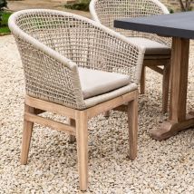 2 x Garden Trading Lynton Wooden Dining Chairs With Arms Grey Outdoor Indoor