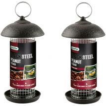 Gardman - 2 x Black Metal Steel Peanut Wild Bird Hanging Garden Feeder A01171
