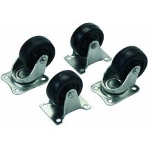 2 x Lenkrolle und 2 x Bockrolle Gummi 40mm mit Platte