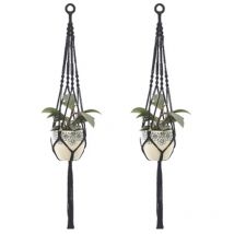 Mezheng - Cintres pour plantes en macramé, 2 pièces, panier de jardinière suspendu d'intérieur et d'extérieur, corde en coton, sac en filet pour pot
