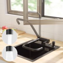 Rubinetto da Cucina Pieghevole fino 180° - con 2 Modalità di Getto - Miscelatore per Lavandino Abbattibile come Sottofinestra - Girevole a 360°