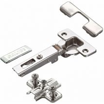 2 x Salice Topfband 110° Serie 200 Bohrbild T52 Eckanschlag inkl. Kreuz-Montageplatte Höhe 6 mm mit vormontierten Euroschrauben, Langlochverstellung