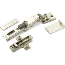 2 x Salice Universalscharnier mit Dämpfer für Glastür oder Spiegeltür 110° mit Kreuz-Montageplatte Höhe 3 mm mit Euroschrauben, Exzenterverstellung,