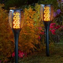 Smart Garden - 2 x Solar Cool Flame Torch Light Stake Bollard Lantern led 1012624